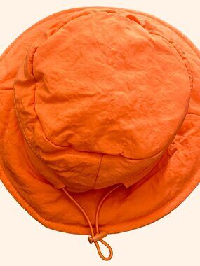 Urban Outfitters Neon Orange Bucket Hat Adjustable Drawcord Wide Brim